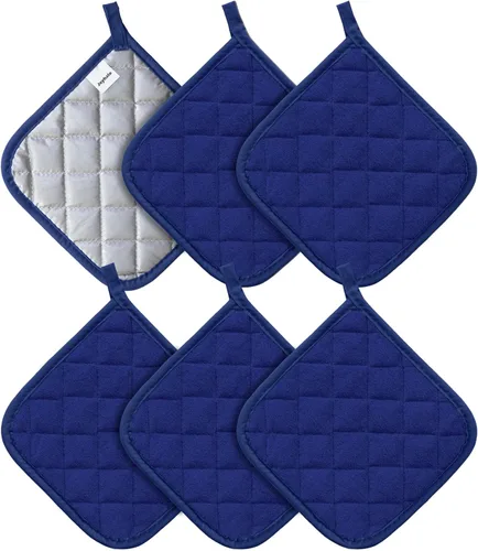 Miniatura 7 de Joyhalo Paquete de 6 agarraderas para ollas de cocina, agarradera de horno de algodón con gran resistencia al calor, almohadillas térmicas Especias