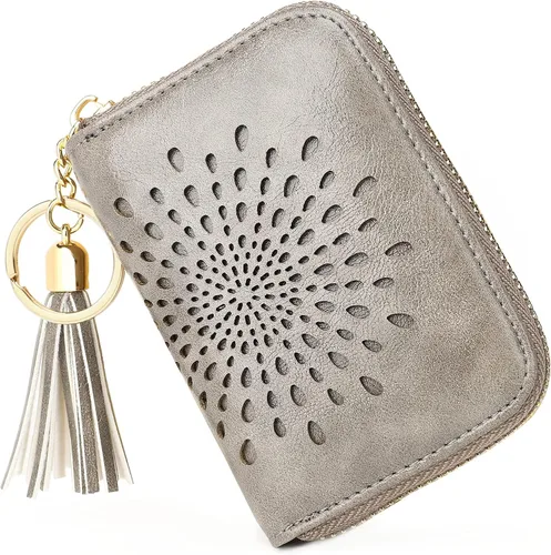 Miniatura 21 de APHISON RFID - Porta tarjeta de crédito con llavero, cartera pequeña con cremallera para mujer, Moderno