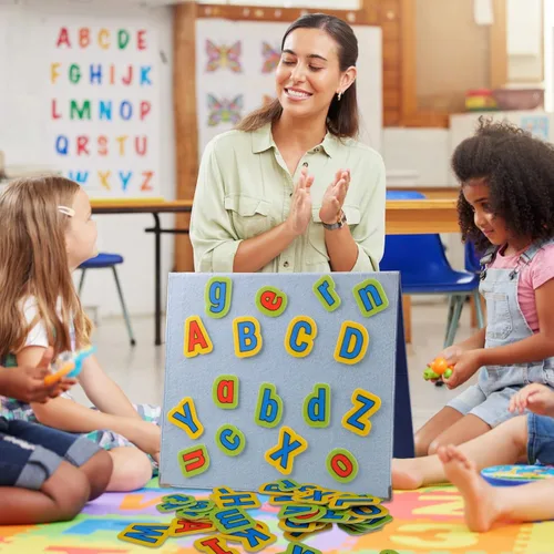 Miniatura 6 de CHEFAN Letras de Alfabeto de Fieltro, Juguetes de Aprendizaje del ABC, 26 Letras Minúsculas y 26 Letras Mayúsculas de Ortografía