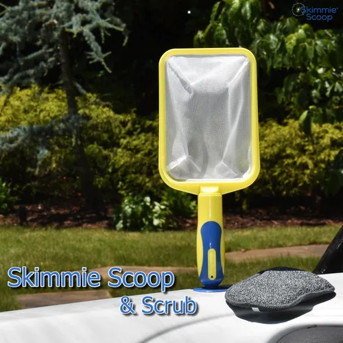 Miniatura 9 de The Skimmie Scoop - Espumador de mano patentado con red de malla fina para spa, bañera de hidromasaje, inmersión fría y limpieza de piscinas Amarillo
