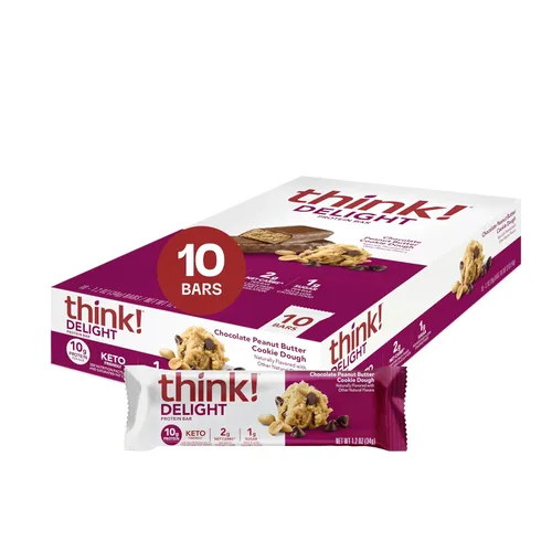Miniatura 12 de think! Delight Barras de proteínas, bajas en carbohidratos, sin gluten, pastel de mousse de chocolate, 10 unidades (el embalaje puede variar)