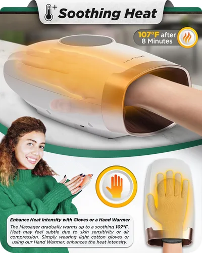 Miniatura 3 de Lunix Masajeador de manos LX3, máquina de masaje de manos Shiatsu con calor y compresión, terapia de punto de presión de 6 niveles para artritis