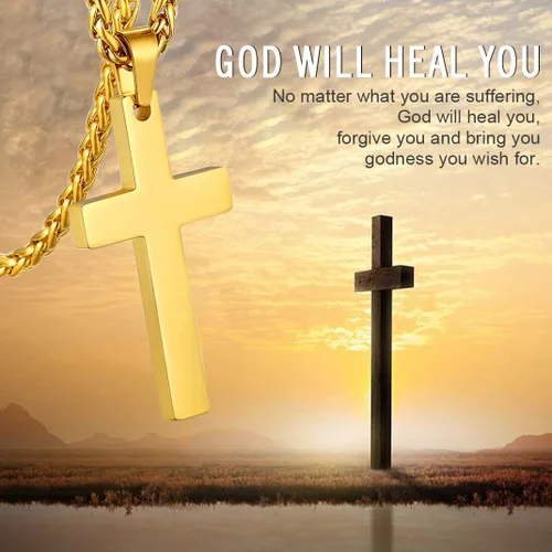 Miniatura 2 de GOLDCHIC JEWELRY Colgante personalizado de cruz INRI, Crucifijo milagrosoVirgen María con cadena, joyería de Cristaio para mujeres y hombres