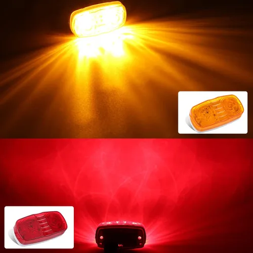 Miniatura 4 de Luces LED de Liberación para Marcador de Remolque, 14X Doble Diana 7 Rojas y 7 Ámbar 12 Luces LED Indicadoras de Marcador Lateral 4x2 Pulgadas Ojo