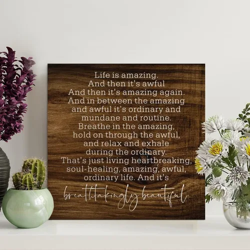 Miniatura 8 de LITTLEGROVE SEEDS Letreros de madera con texto en inglés "I Love You With All My Boobs, placa de madera divertida, motivacional, decoración de pared