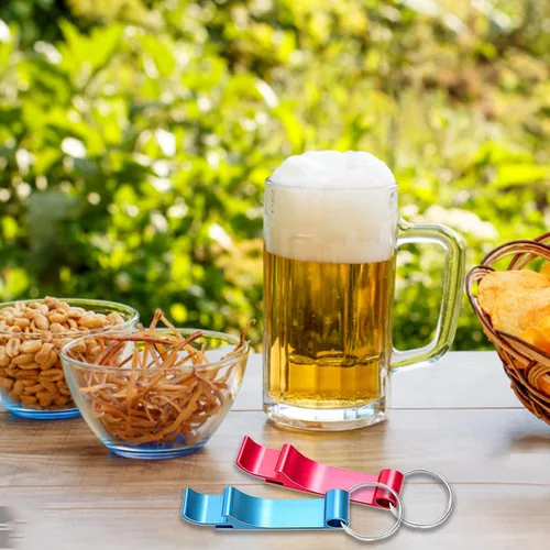 Miniatura 7 de Abrebotellas personalizado llaveros personalizados texto grabado a granel/logo para cerveza, boda, fiesta, recuerdos, bar, invitado Azul-cielo