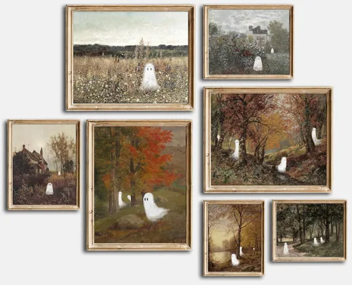 Miniatura 12 de Kizbok Juego de 9 carteles divertidos de gato negro, impresiones artísticas de pared de gato negro vintage de Monet Matisse Van Gogh, gatos negros
