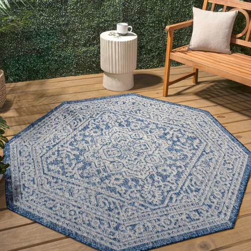 Miniatura 90 de Eyely BMS101D-28 - Alfombra de pasillo con textura de medallón de Santa Mónica Slesi, para interiores y exteriores, estilo costero, bohemio, Gris