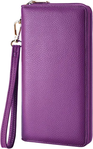 Miniatura 56 de Chelmon - Monedero para mujer de cuero genuino con bloqueo de señal RFID, para tarjetas de crédito