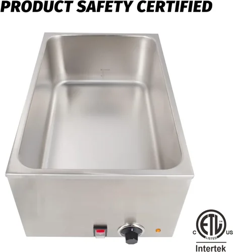 Miniatura 4 de Calentador de alimentos comercial de tamaño completo para catering y restaurantes, 120 V, 1200 W, se adapta a sartén de alimentos de 12 x 20 pulgadas