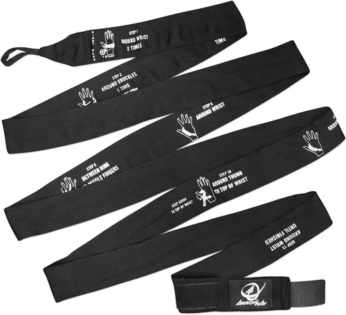 Miniatura 3 de ArrowWay Vendas de mano instructivas con instrucciones impresas para boxeo y MMA - Meister elástico de 142 pulgadas