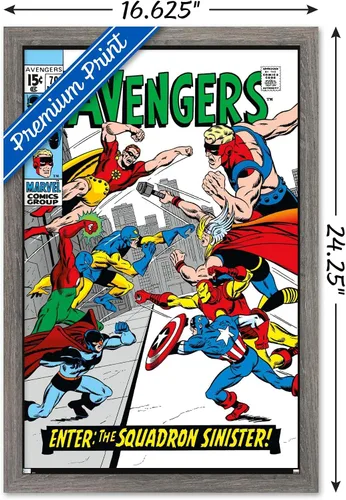 Miniatura 3 de Trends International Marvel Comics Avengers #70 - Póster de pared, 22.4 pulgadas de largo x 14.7 pulgadas, versión enmarcada en madera de granero