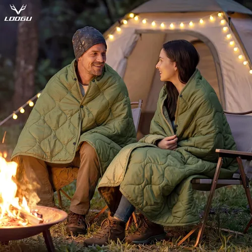 Miniatura 8 de LOOGU Manta Camuflaje Impermeable Aislante Forro de Poncho para Camping al Aire Libre, Senderismo, Caza, Supervivencia, Mochileros, Picnic Oliva