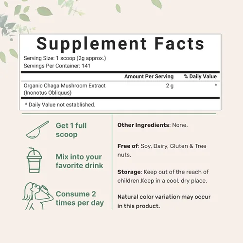 Miniatura 2 de Micro Ingredients Extracto orgánico de hongos Chaga, 10 onzas 100:1 cosechado silvestre Apoya la defensa inmune y antioxidante Ideal para té