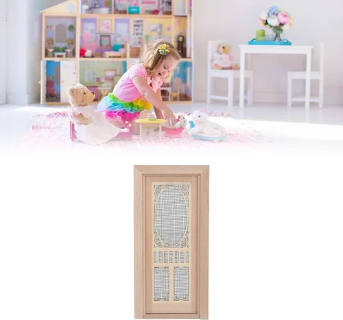 Miniatura 6 de 1:12 Mini modelo de muebles de casa de muñecas, puerta de pantalla para casa de muñecas, abedul para puertas de casa de muñecas DIY