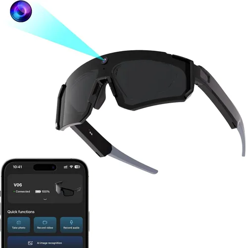 Gafas de cámara AI Pro de 32 MP – Gafas de grabación con estabilización EIS de 6 ejes, asistente de voz ChatGPT, impermeable IP56, cancelación de