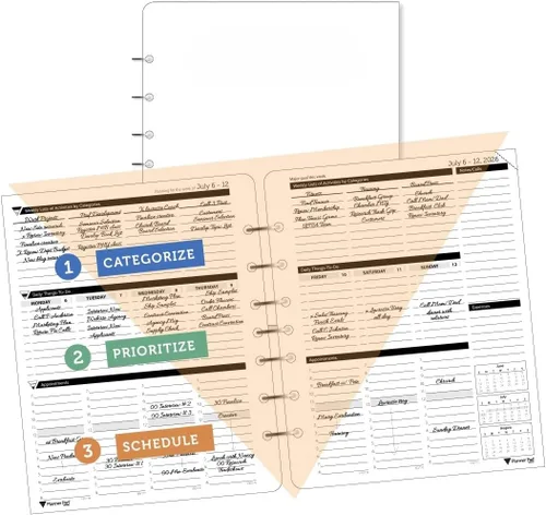 Miniatura 10 de Planner Pad Organizador de 12 meses, de 7 agujeros, hojas sueltas, embudo de 3 niveles, octubre de 2025 a septiembre de 2026, 6 3/4 pulgadas x 8 1/2