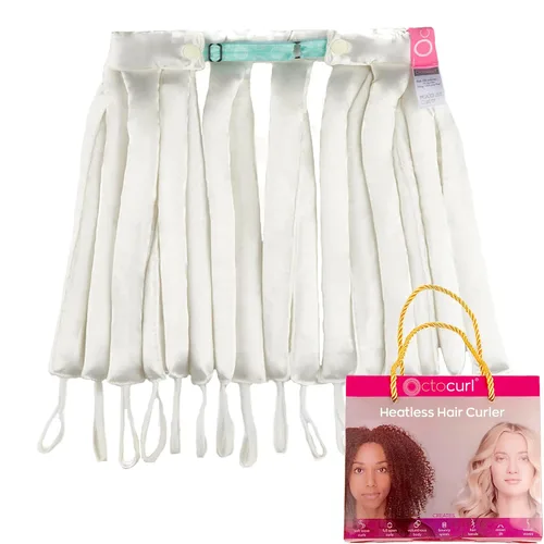 Miniatura 23 de Octocurl Diadema sin calor, rizadores de pelo para dormir, rizadores sin calor para cabello largo (algodón, rosa)