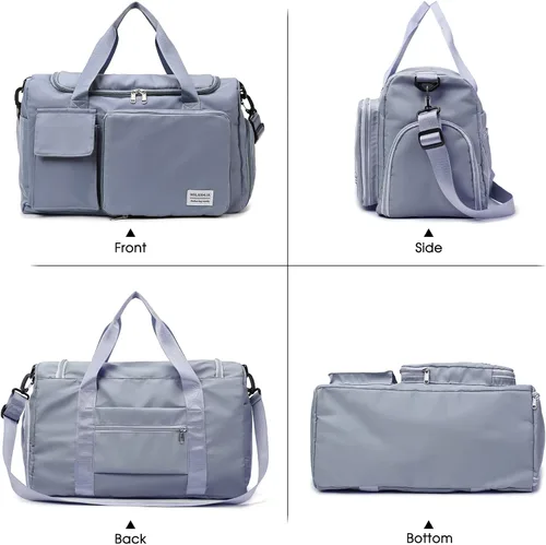 Miniatura 2 de Bolsa de viaje plegable grande con compartimento para zapatos, bolsa deportiva de gimnasio con bolsillo húmedo, bolsas de hospital de mano