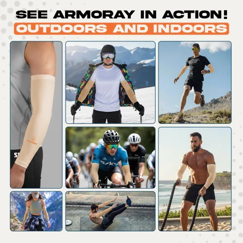 Miniatura 138 de ARMORAY - Mangas de brazo para hombres o mujeres; para cubrir tatuajes; de enfriamiento, para practicar deportes, básquetbol, golf, fútbol