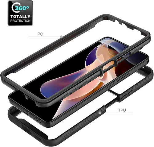 Miniatura 2 de Para Redmi Note 11 Pro Plus Phone Case, 2 en 1 Protección contra Caídas Híbrida Resistente Doble Capa Armor Funda Protectora - Negro