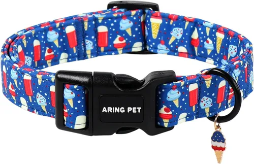 Miniatura 34 de Aring Pet Collar de algodón, ligero y ajustable, con hebilla de liberación rápida para perros pequeños, medianos y grandes, para cachorros, S