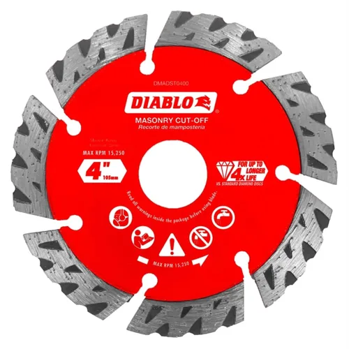 Miniatura 7 de Diablo Hoja de corte segmentada de diamante turbo para mampostería, hormigón, ladrillo y bloque - 5" de diámetro, 2.6mm de Kerf, 6150 RPM máximos