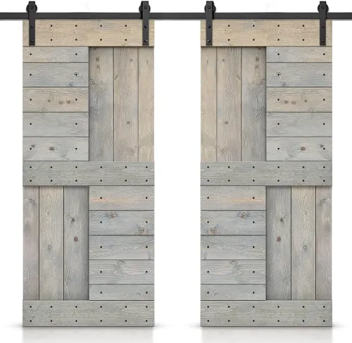 Miniatura 41 de TMS Serie N - Puerta corrediza interior de madera de pino anudada con kit de herrajes deslizantes (32 x 84 pulgadas, blanco)