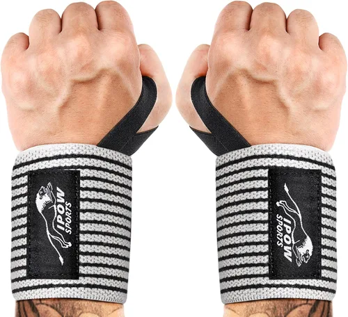 Miniatura 8 de IPOW Muñequeras profesionales de 18 pulgadas para levantamiento de pesas, paquete de 2 (aprobado por IPF), correas de muñeca de gimnasio resistentes