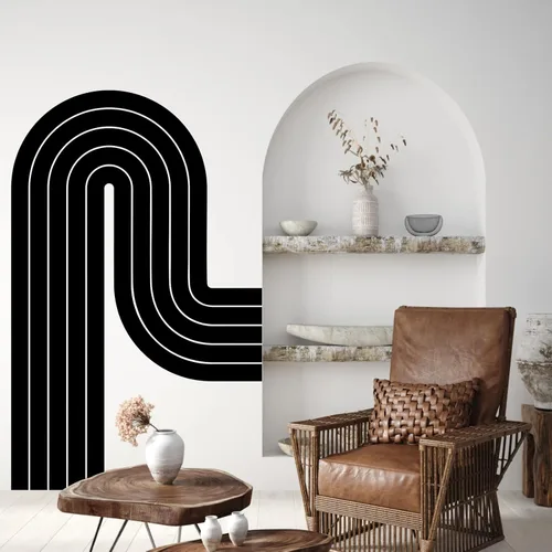 Miniatura 10 de Kazova - Calcomanía de arco de pared marrón - Grandes calcomanías modernas de estilo boho para cabecero, abstractas, retro, para despegar y pegar