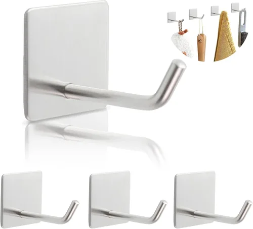 Miniatura 8 de Ganchos adhesivos resistentes, soporte largo de acero inoxidable para toallas de pared