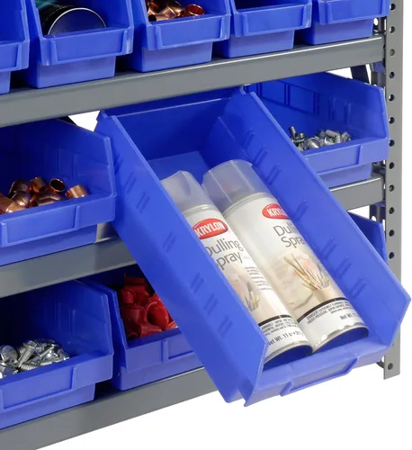 Miniatura 5 de Global Industrial Estantería de acero para 7 estantes con (42) contenedores de plástico de 4 pulgadas de alto, marco gris y cubos azules, 36