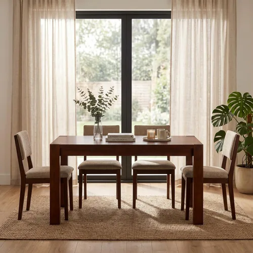 Miniatura 12 de NTC Block - Mesa de comedor moderna de 55 pulgadas, mesa rectangular para comedor, muebles de sala de estar, montaje sin esfuerzo, negro quemado
