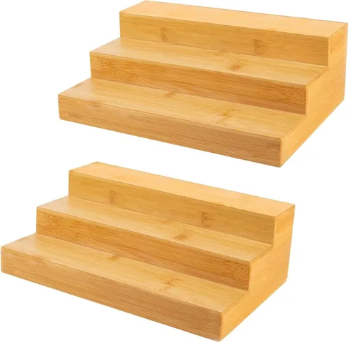 Miniatura 12 de Estante de Bambú de 3 Niveles para Especias, Estante Organizador de Frascos de Condimentos para Montaje en Pared o Encimera de Cocina
