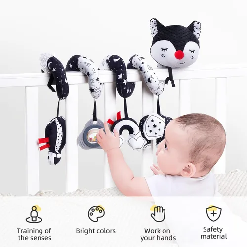 Miniatura 2 de Koty Juguetes para Asiento de Coche, Juguete de Peluche en Espiral para Bebés con Caja de Música, Sonajero y Cascabeles Colgantes para Cochecito