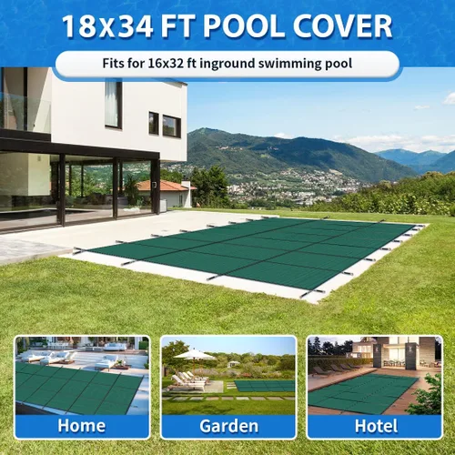 Miniatura 8 de iCOVER - Cubierta de seguridad para piscina interior, 16 x 32 pies, cubierta de seguridad rectangular para piscinas interiores, cubierta de piscina