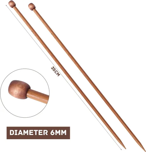 Miniatura 2 de 2 agujas de tejer de bambú de una sola punta para tejer ganchillo suministros para principiantes hechos a mano proyectos de tejer DIY
