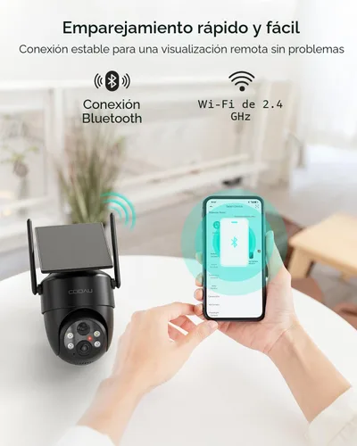 Miniatura 8 de COOAU Cámaras de seguridad solares inalámbricas para exteriores, recargable con poca luz, fácil de instalar, cámara 2K de 360° para seguridad