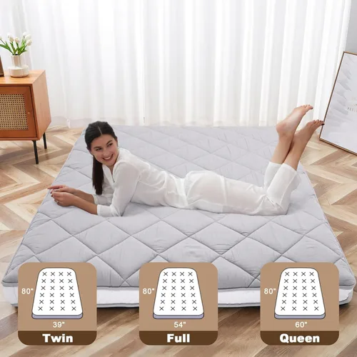 Miniatura 2 de colchón de futón japonés de 10 cm para piso, colchón plegable de piso tamaño individual - almohadilla de espuma viscoelástica para dormir
