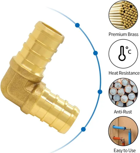 Miniatura 2 de Hooshing 9 unids 1/2 pulgada PEX 90 grados codo de latón sólido púas engarzado accesorios para trabajos de fontanería de tubería PEX