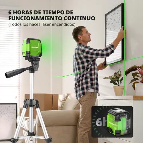 Miniatura 4 de HUEPAR - Nivel láser con trípode, nivel láser autonivelante de 98 pies, línea verde, herramienta niveladora láser de línea cruzada para colgar