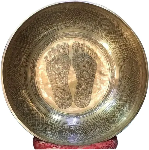 Cuenco grande para cantar - 53 cm de diámetro - Cuenco para pies para estar de pie grabado por artesanos de Nepal - Para sanación, baño de sonido,