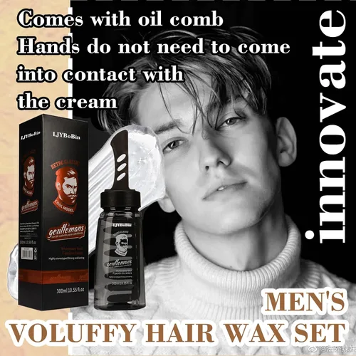 Miniatura 7 de Kit de gel para peinar el cabello para hombre con 2 peines, juego de cera de gel de peluquería esponjosa, hidratante de larga duración, no grasa