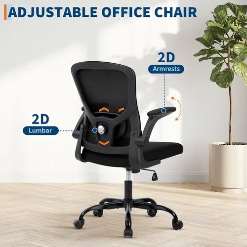 Miniatura 5 de Silla de oficina con reposabrazos 2D ajustable, silla de escritorio de malla con soporte lumbar 2D, silla de escritorio ejecutiva para computadora