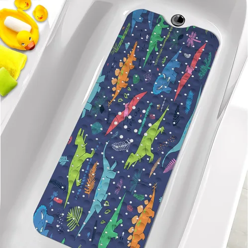 Miniatura 9 de Tapetes de bañera para niños, tapete de baño de astronauta negro antideslizante para bañera de 40 x 16 pulgadas, grande, lavable, antideslizante
