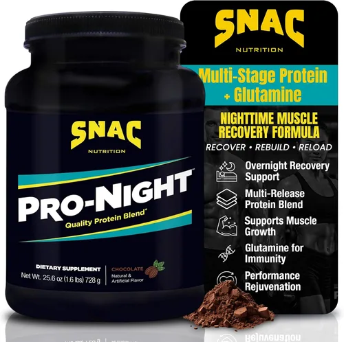 SNAC Pro-Night - Mezcla de proteínas en polvo, proteína en polvo de calidad para hombres y mujeres, recuperación nocturna, suplemento alto en