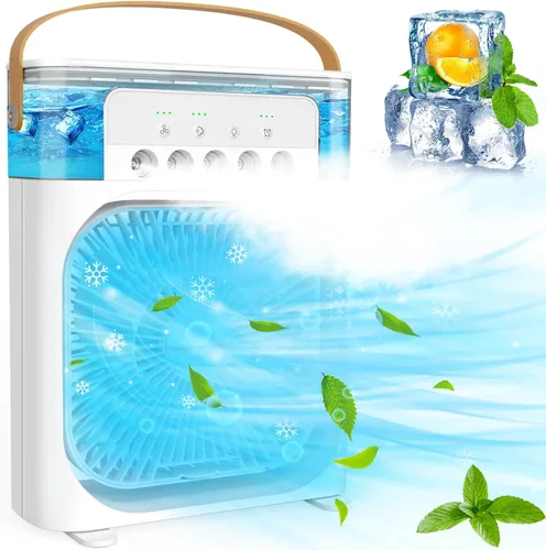 Aire acondicionado portátil – Pequeño enfriador de aire personal silencioso portátil de CA, mini ventilador de escritorio alimentado por USB,