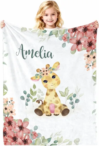 Miniatura 29 de Manta de bebé personalizada con nombre, cobijas de franela suaves y personalizadas con diseño de animales para recién nacidos, niños y niñas