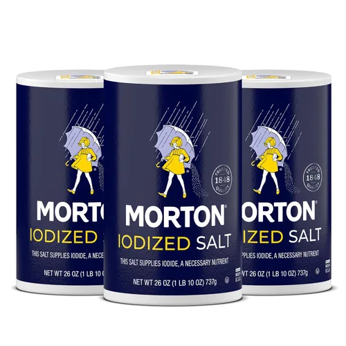 Morton Sal yodada, todo uso, (26 onzas), paquete de 3 – multiusos, ideal para cocinar y usar en la mesa