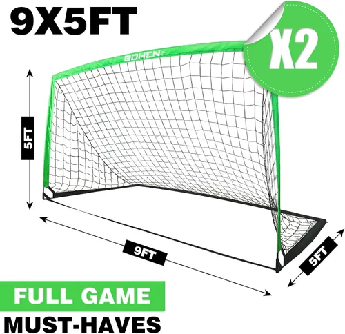 Miniatura 2 de BOHEN 9x5 FT Kids Soccer Goals with Carry Bag, Portable Folding Soccer Net for Backyard Training, Indoor/Outdoor Use for Youth and Adult Verde